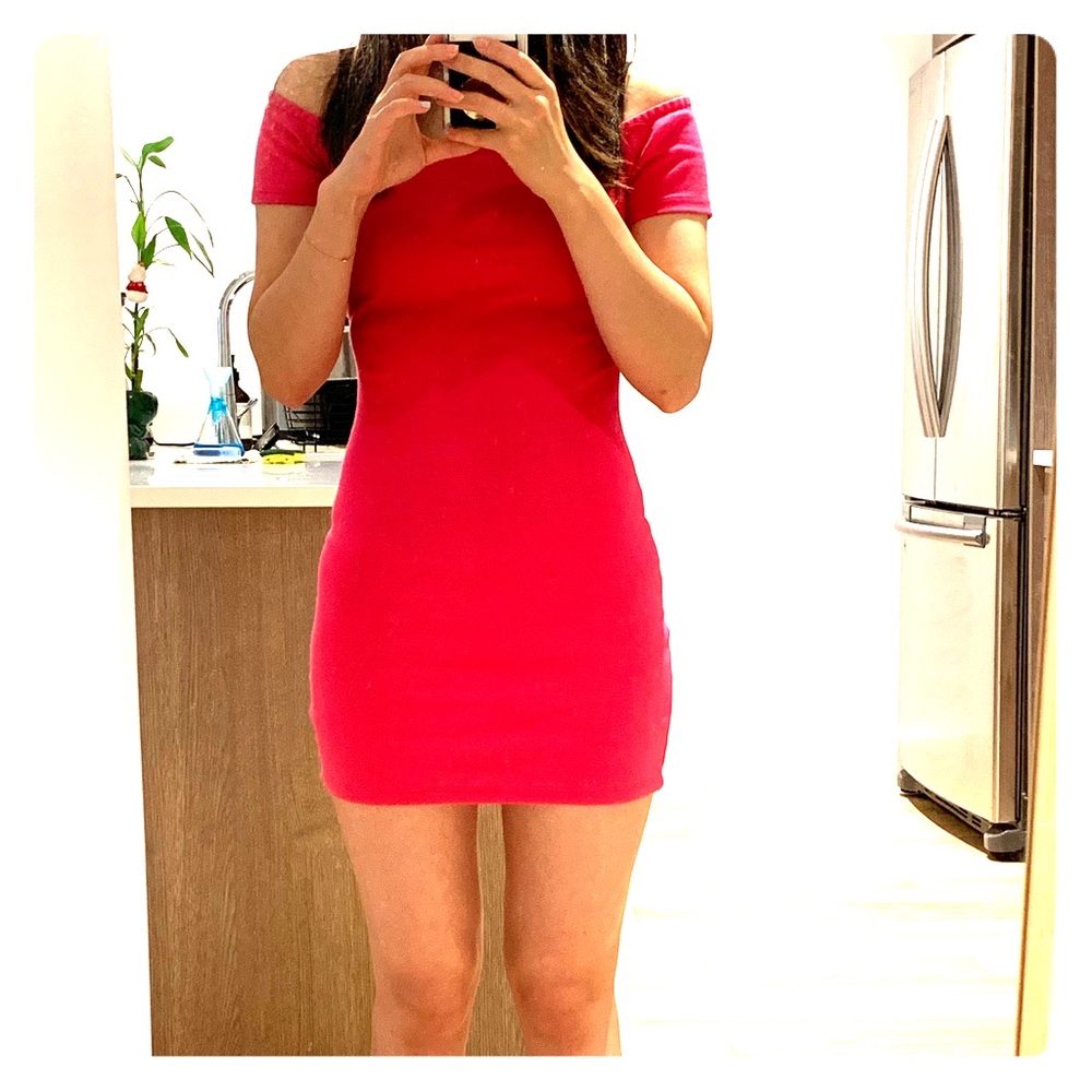 Hot pink mini dress